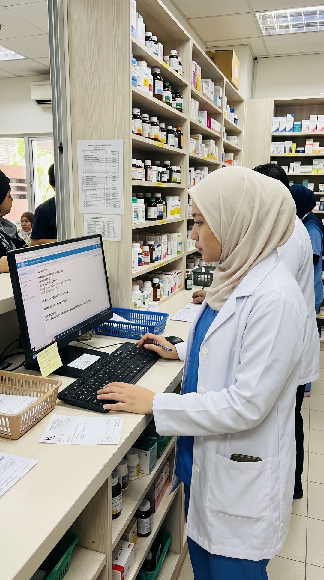 A nurse checking a patient’s chart at the bedside during an inpatient stay